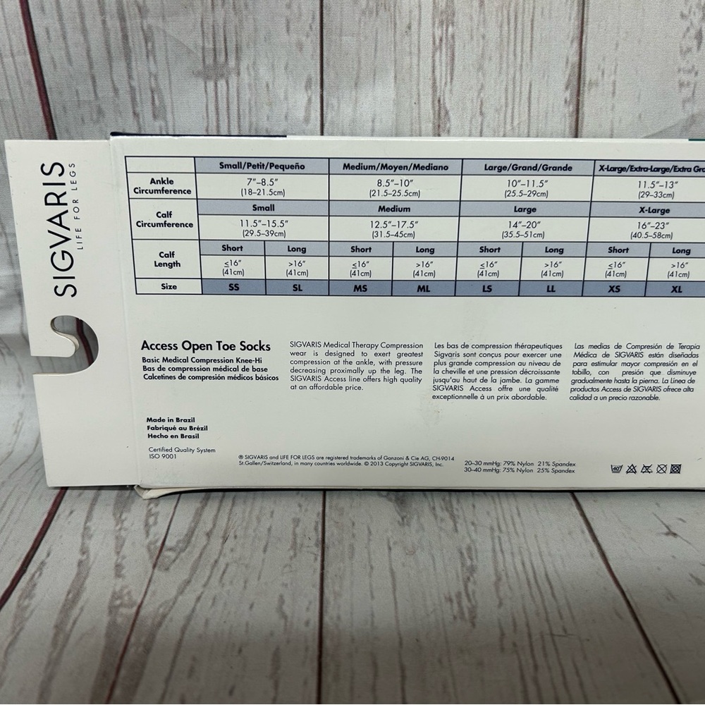 Sigvaris Compression Knee High Stockings Open Toe Small Long Crispa-972CSLO66 - Picture 10 of 10
